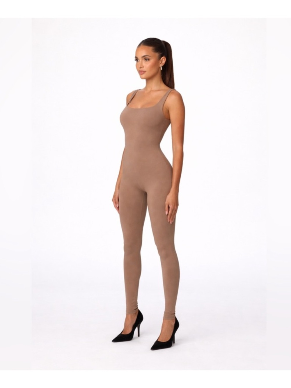 Naked Wardrobe Sculpt Tank Jumpsuit in Coco NWOT